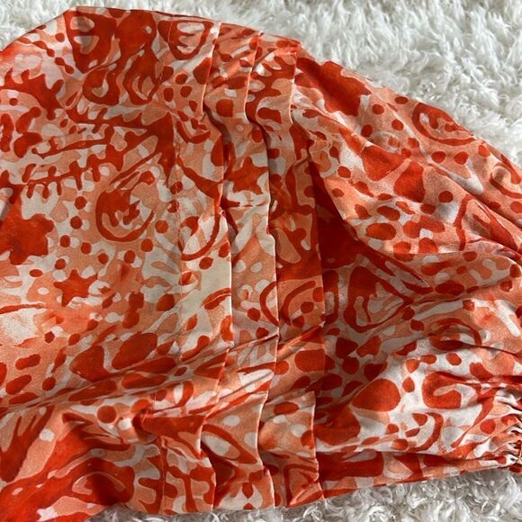 Maria Oliver Top Womens size XS Lara coral wax tassels cotton boho Blouse Floral - Picture 10 of 12